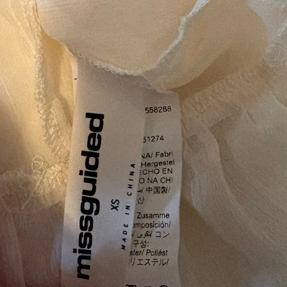 Sheer Chiffon Tie Front Ruffle Top cream XS fairy Coquette Bell Sleeve tie front - Picture 4 of 7